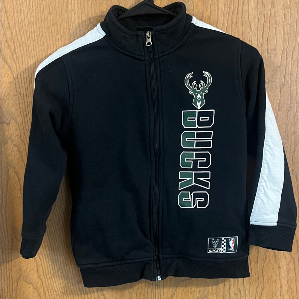 NBA Milwaukee Bucks Black Full Kids Track Jacket Large (Size‎ 7)